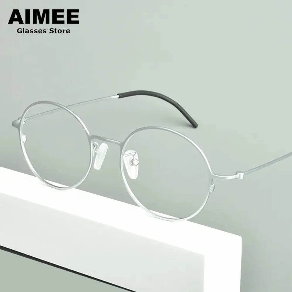 Aimee Unisex Full Rim Round Titanium Eyeglasses 14502 Full Rim Aimee   