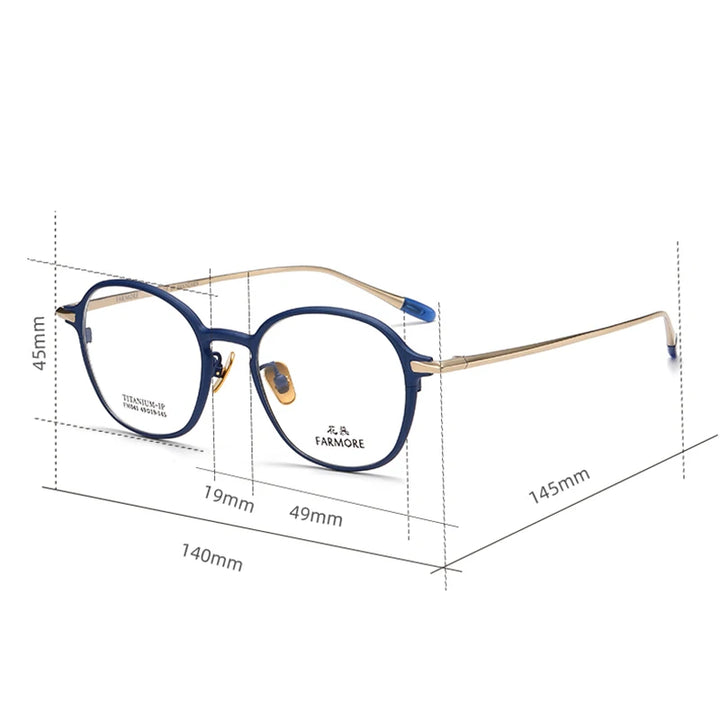 Reven Jate Unisex Full Rim Oval Round Titanium Eyeglasses 69041
