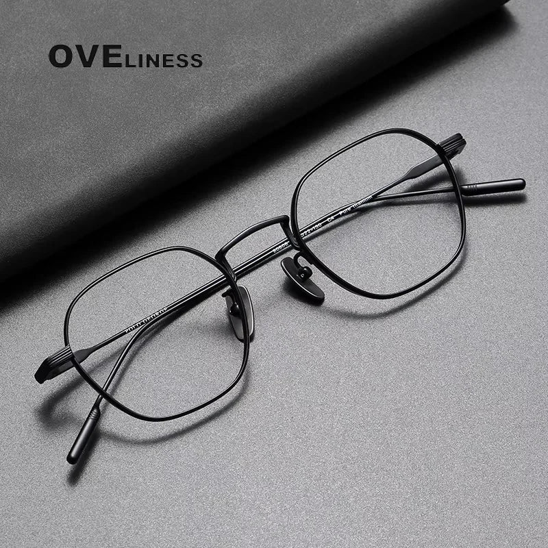 Oveliness Women's Full Rim Flat Top Polygon Titanium Eyeglasses 84848 Full Rim Oveliness