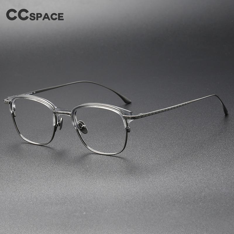 CCSpace Unisex Full Rim Round Square Acetate Titanium Alloy Eyeglasses 55978 Full Rim CCspace   