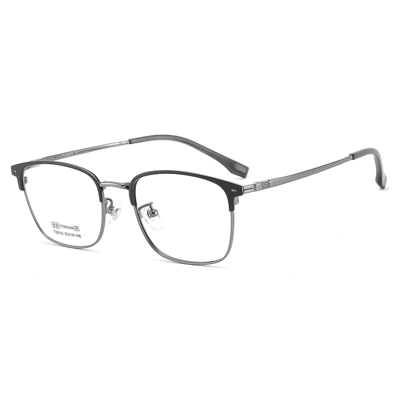 Bclear Unisex Full Rim Square Titanium Eyeglasses 36114 Full Rim Bclear Black Gray  