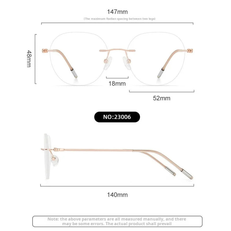 Xbora Unisex Rimless Classic Pure Titanium Eyeglasses 23006 — view 2 | Xbora at FuzWeb
