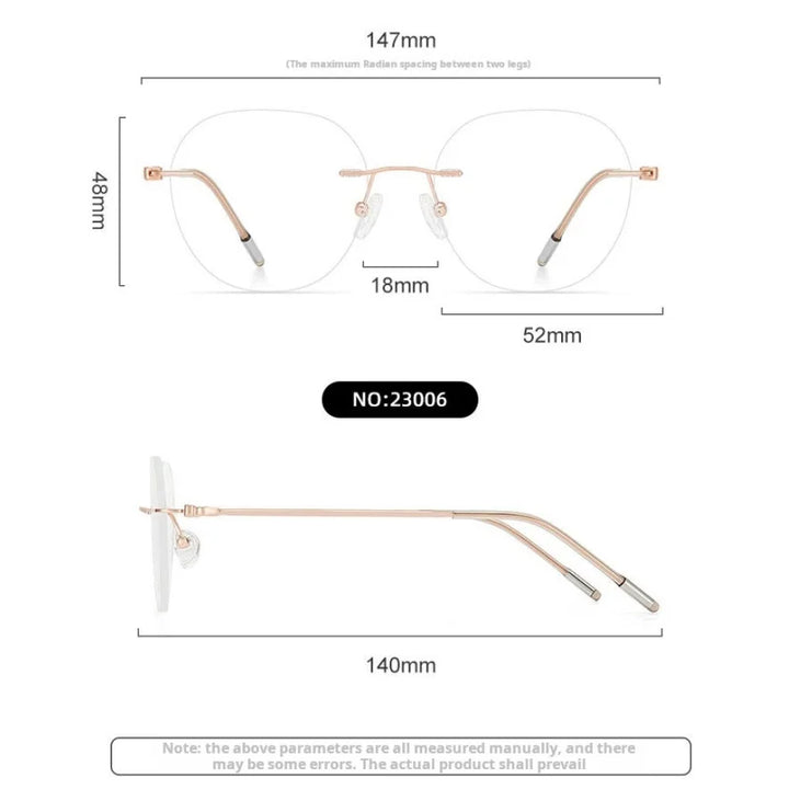 Xbora Unisex Rimless Classic Pure Titanium Eyeglasses 23006 — view 2 | Xbora at FuzWeb