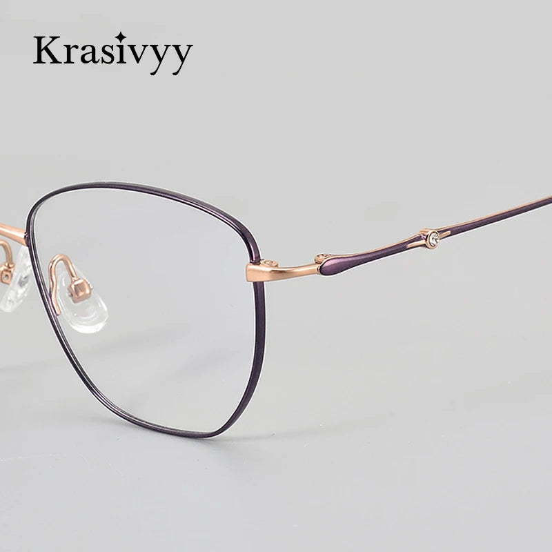 Krasivyy Women's Full Rim Square Cat Eye Titanium Eyeglasses 443007 Full Rim Krasivyy   