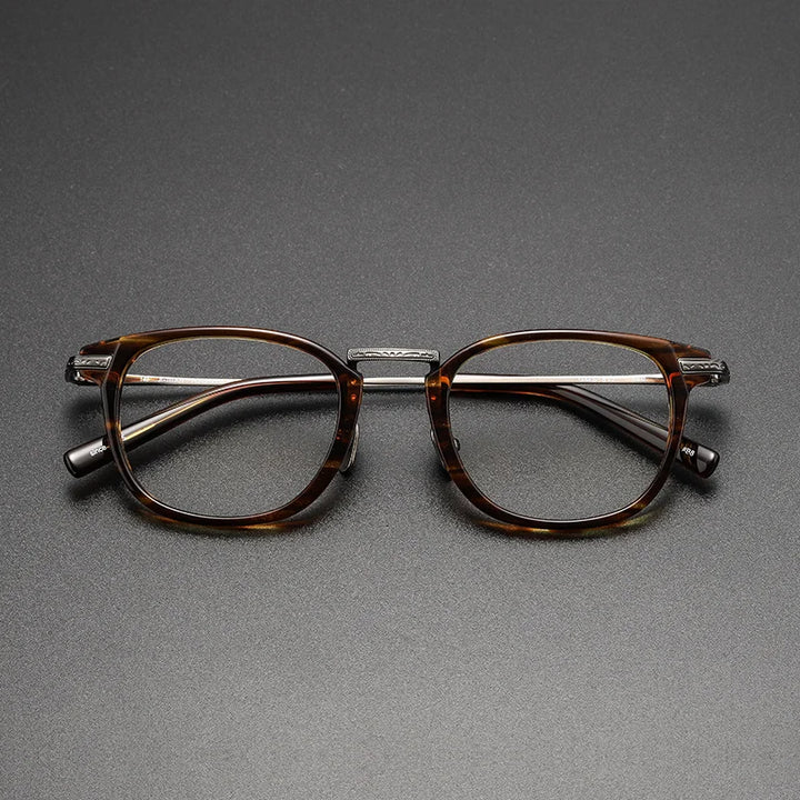 Black Mask Unisex Full Rim Titanium Acetate Square Eyeglasses G817 Full Rim Black Mask Tortoise  