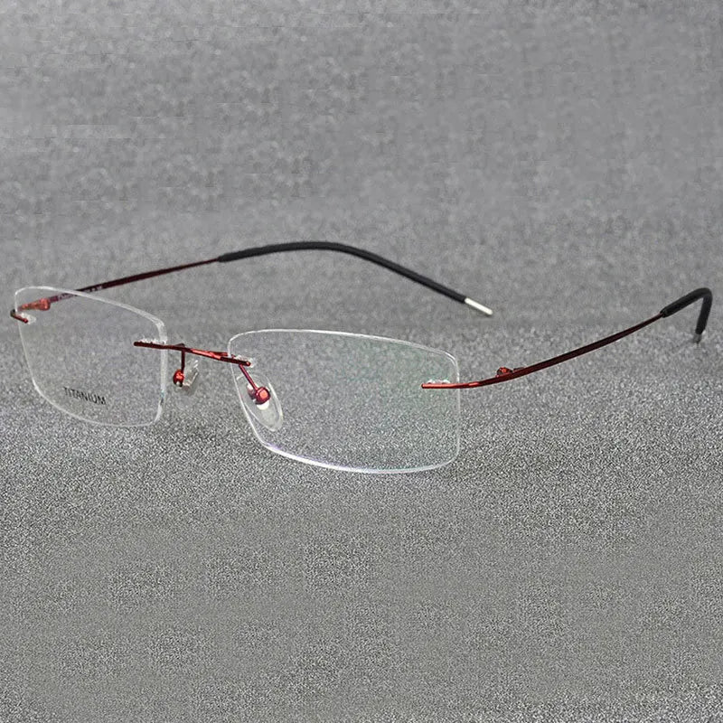 Brightzone Women's Rimless Square Titanium Alloy Eyeglasses 76210 Rimless Brightzone Red