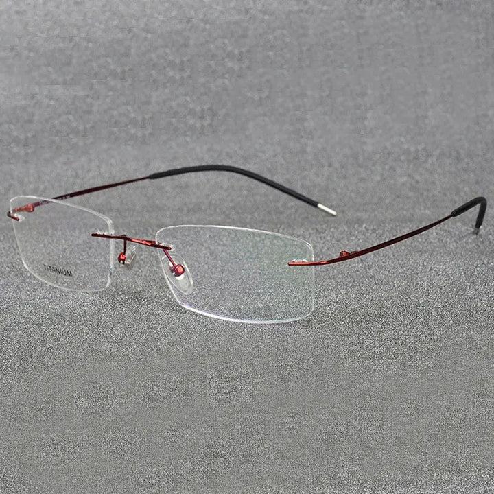 Brightzone Women's Rimless Square Titanium Alloy Eyeglasses 76210 Rimless Brightzone Red