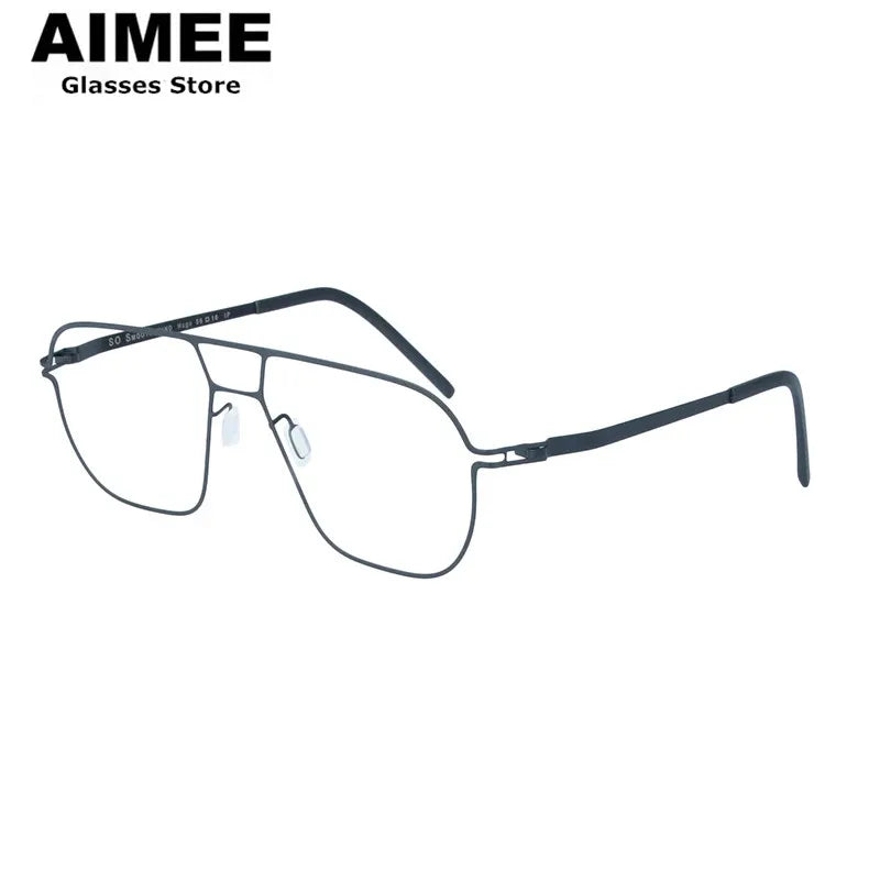 Aimee Unisex Full Rim Big Square Stainless Steel Eyeglasses 8217 Full Rim Aimee Black  