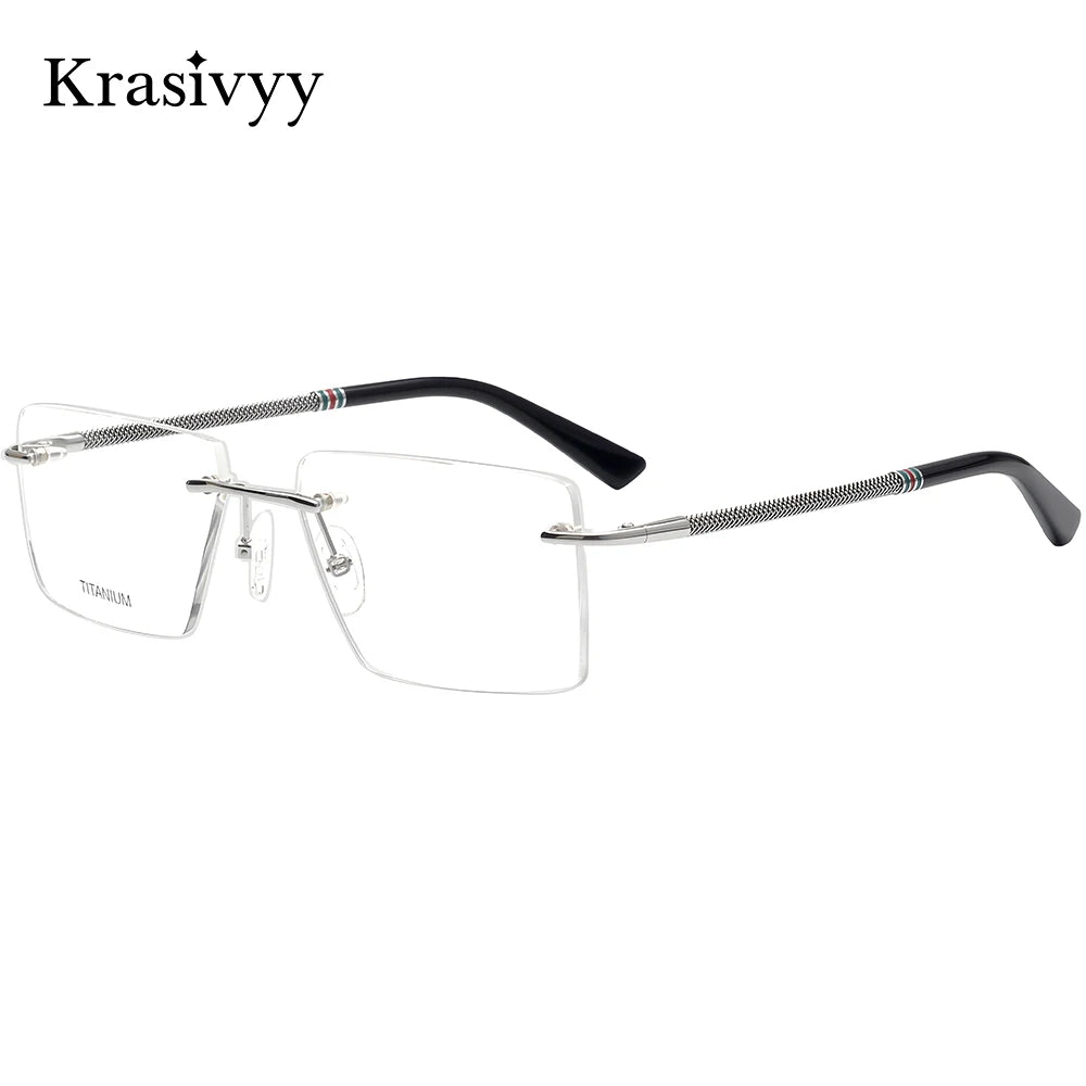 Krasivyy Women's Rimless Flat Top Square Titanium Eyeglasses 316057