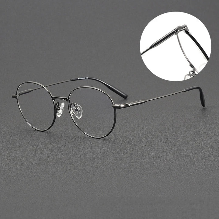 Black Mask Unisex Full Rim Round Oval Titanium Eyeglasses 81030 Full Rim Black Mask   