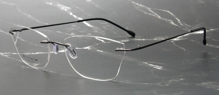 Esnbie Women's Rimless Square Cat Eye Titanium Eyeglasses 243211