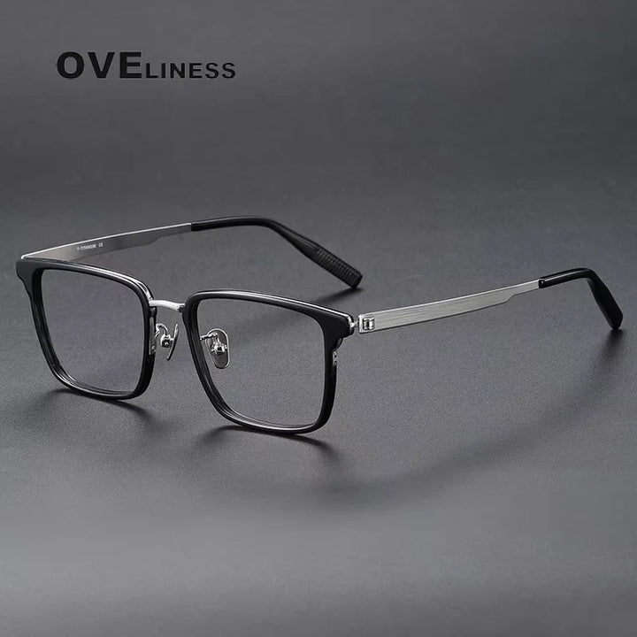 Oveliness Unisex Full Rim Square Acetate Titanium Eyeglasses 80981