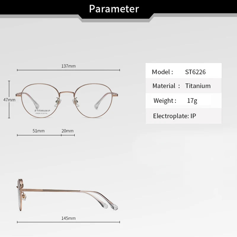 KatKani Unisex Full Rim Round Oval Titanium Alloy Eyeglasses 6226 Full Rim KatKani Eyeglasses   