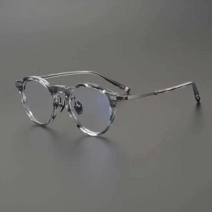 Gatenac Unisex Full Rim Big Round Acetate Titanium Eyeglasses 852516 FuzWeb