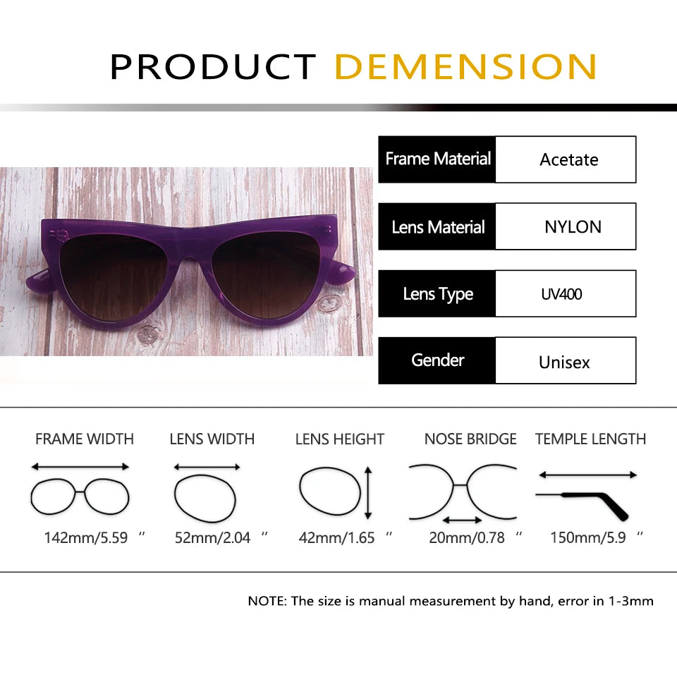 Esnbie Women's Full Rim Oval Cat Eye Acetate Sunglasses 472249