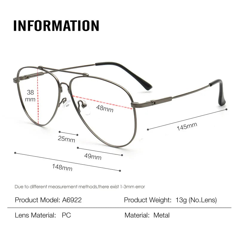 Muzz Men's Full Rim Oval Double Bridge Alloy Eyeglasses 69224