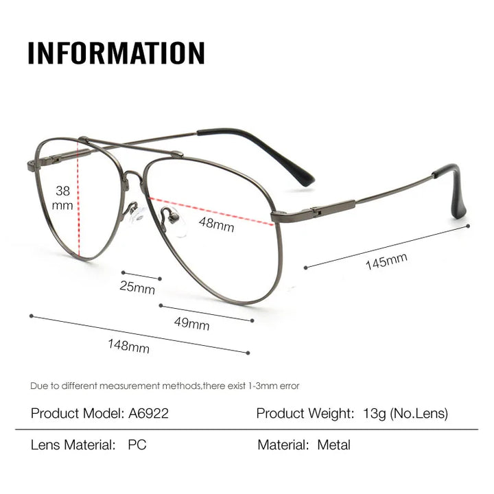 Muzz Men's Full Rim Oval Double Bridge Alloy Eyeglasses 69224