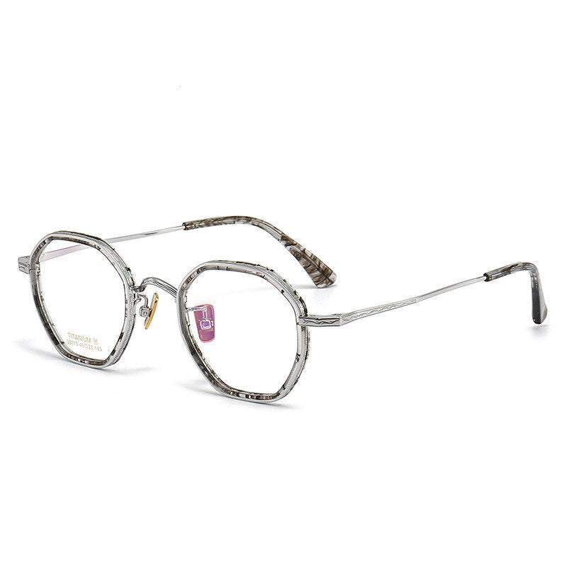 Aissuarvey Unisex Full Rim Round Acetate Titanium Eyeglasses 4623145b Full Rim Aissuarvey Eyeglasses silver print CN 