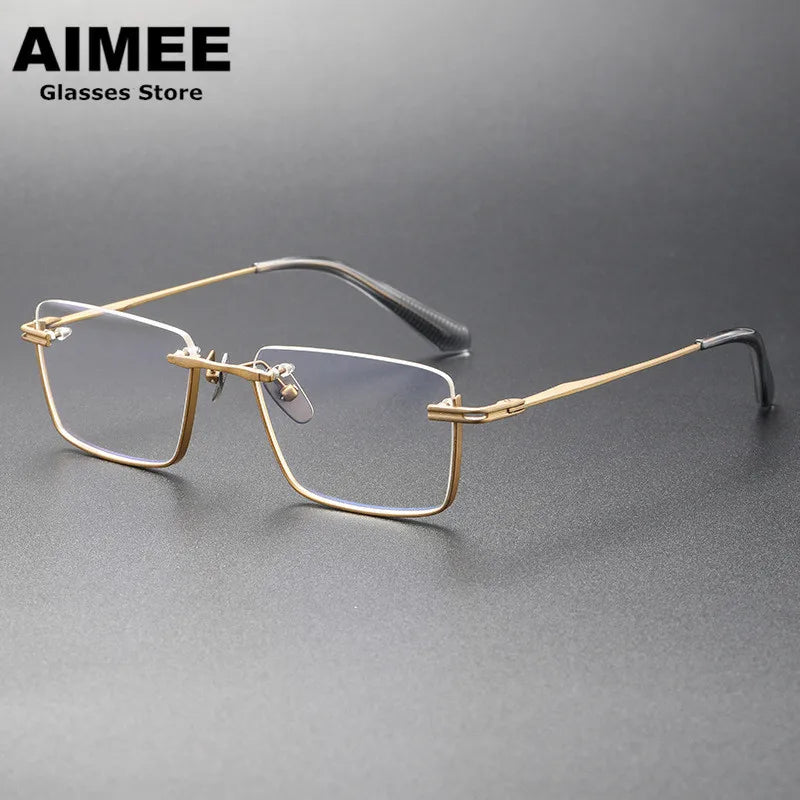 Aimee Unisex Semi Rim Square Titanium Eyeglasses 4416 Semi Rim Aimee   