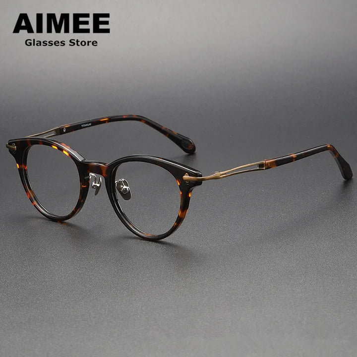 Aimee Unisex Full Rim Round Titanium Acetate Eyeglasses 1721 Full Rim Aimee Tortoise  