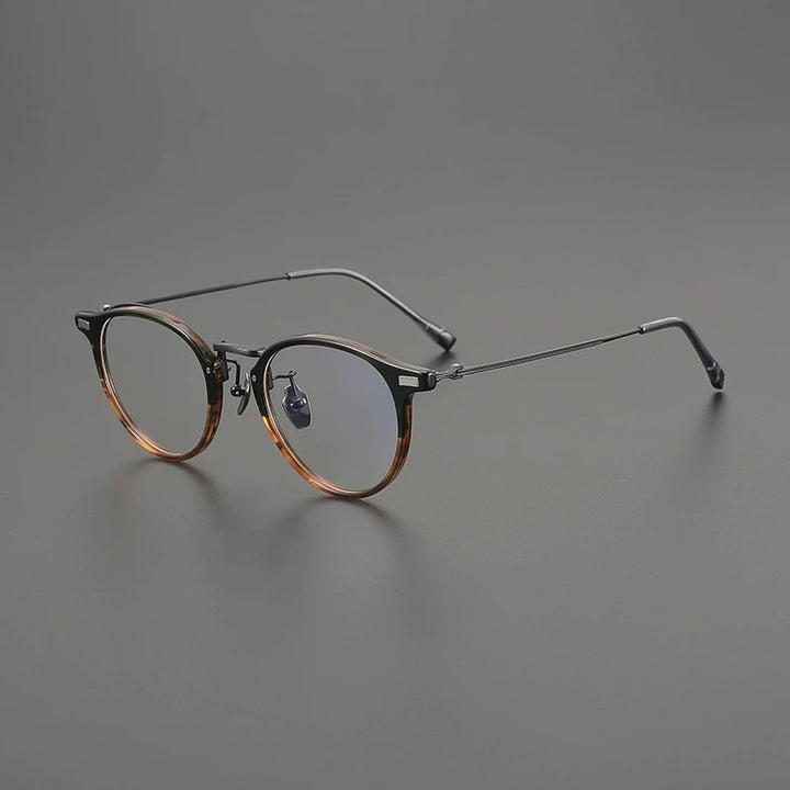 Gatenac Unisex Full Rim Round Acetate Titanium Eyeglasses G8001