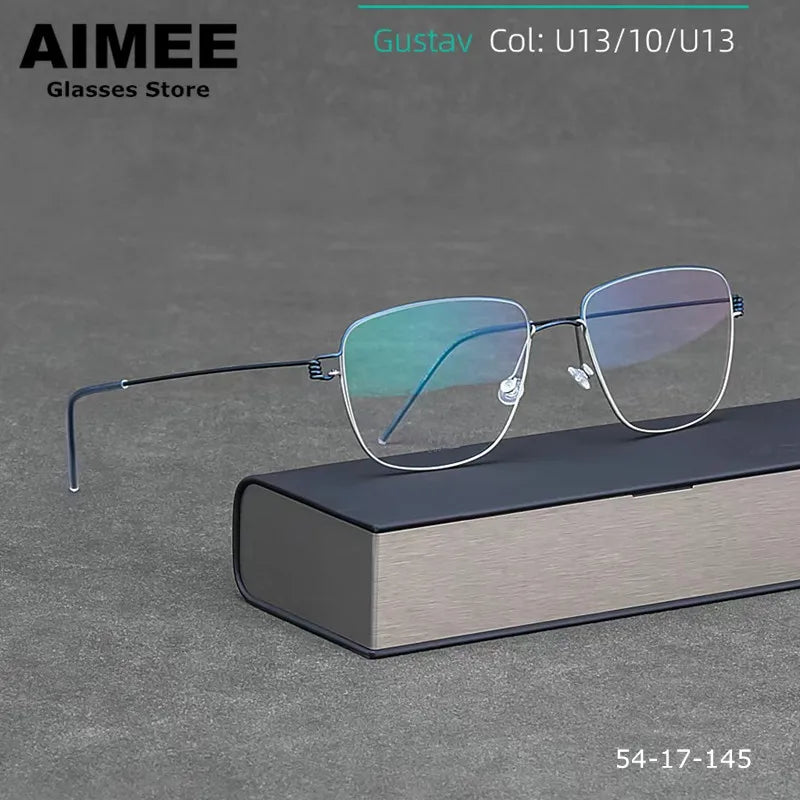 Aimee Unisex Full Rim Square Screwless Titanium Eyeglasses 7221 Full Rim Aimee   