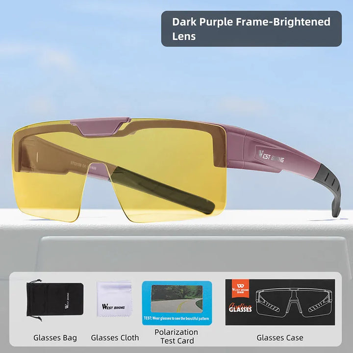 West Biking Unisex Semi Rim Square Flip Up Over Frame Polycarbonate Sunglasses 950703
