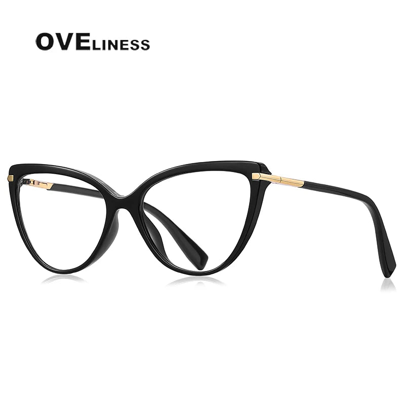 Oveliness Women's Full Rim Cat Eye Tr 90 Titanium Eyeglasses 2098 Full Rim Oveliness C1 black  