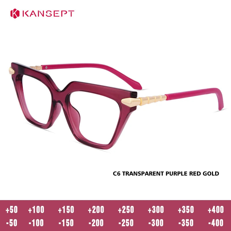 Kansept Women's Full Rim Brow Line Cat Eye Tr 90 Alloy Reading Glasses 243244