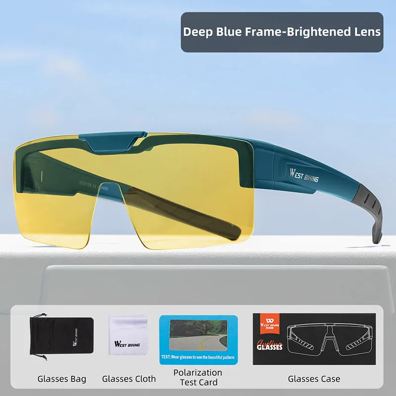 West Biking Unisex Semi Rim Square Flip Up Over Frame Polycarbonate Sunglasses 950703