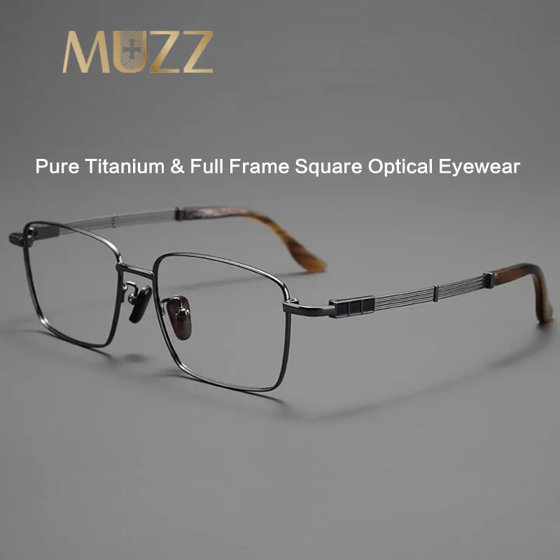 Muzz Unisex Full Rim Square Titanium Eyeglasses 44115 Full Rim Muzz   