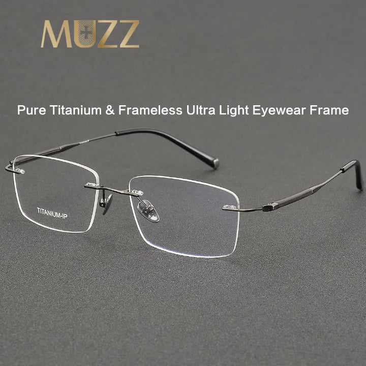 Muzz ZRB2 men's rimless pure titanium prescription eyeglasses