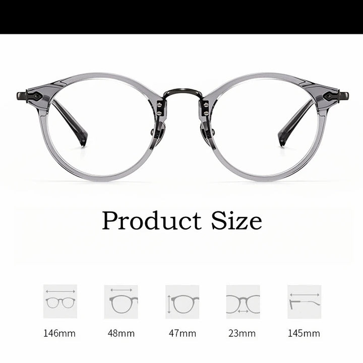 Yimaruili Unisex Full Rim Round Acetate Titanium Eyeglasses Y2055 Full Rim Yimaruili Eyeglasses   