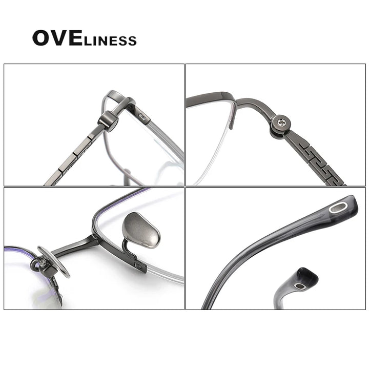 Oveliness Men's Semi Rim Square Titanium Eyeglasses 80911 Semi Rim Oveliness   