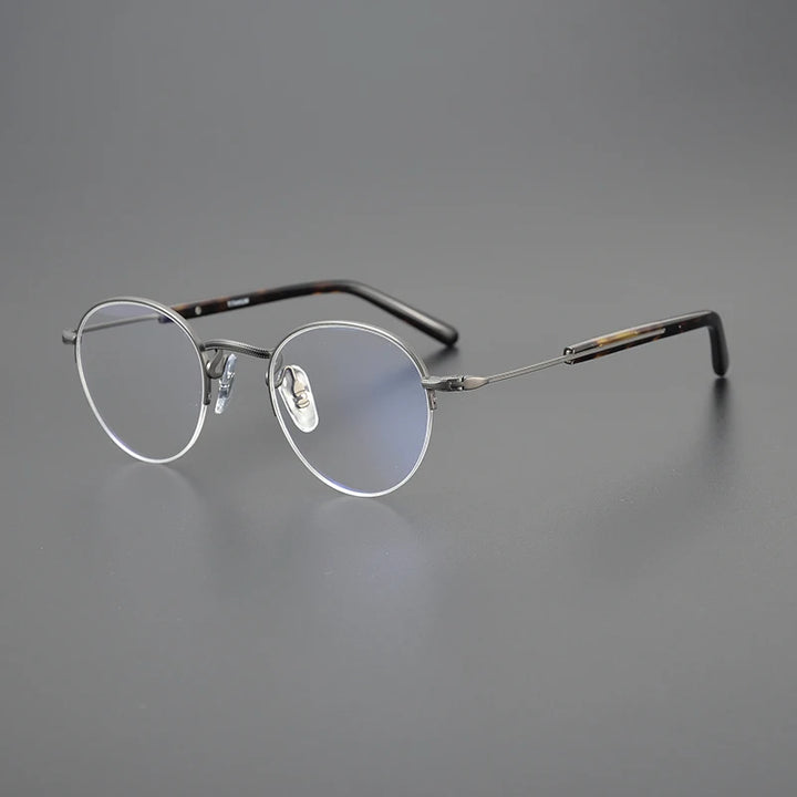 Black Mask Unisex Semi Rim Oval Round Titanium Eyeglasses 517110