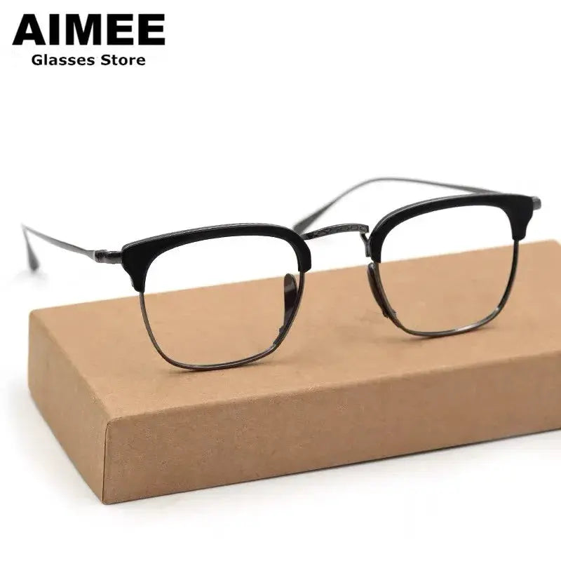 Aimee Unisex Full Rim Square Titanium Acetate Eyeglasses 481112 FuzWeb