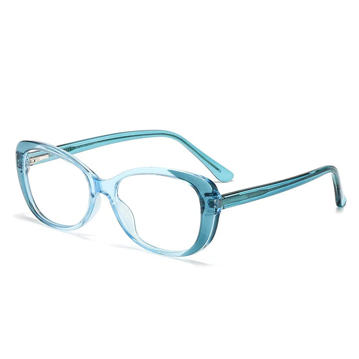 CCspace Women's Full Rim Small Oval Polycarbonate Eyeglasses 301422 Full Rim CCspace Blue  