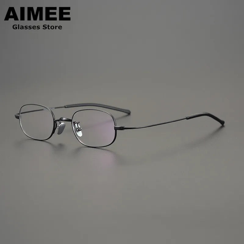 Aimee Unisex Full Rim Small Square Oval Titanium Eyeglasses 6119 Full Rim Aimee Black  