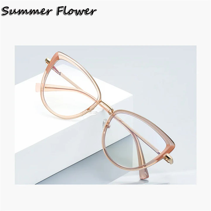 Summer Flower Women's Full Rim Cat Eye Tr 90 Titanium Eyeglasses 613127