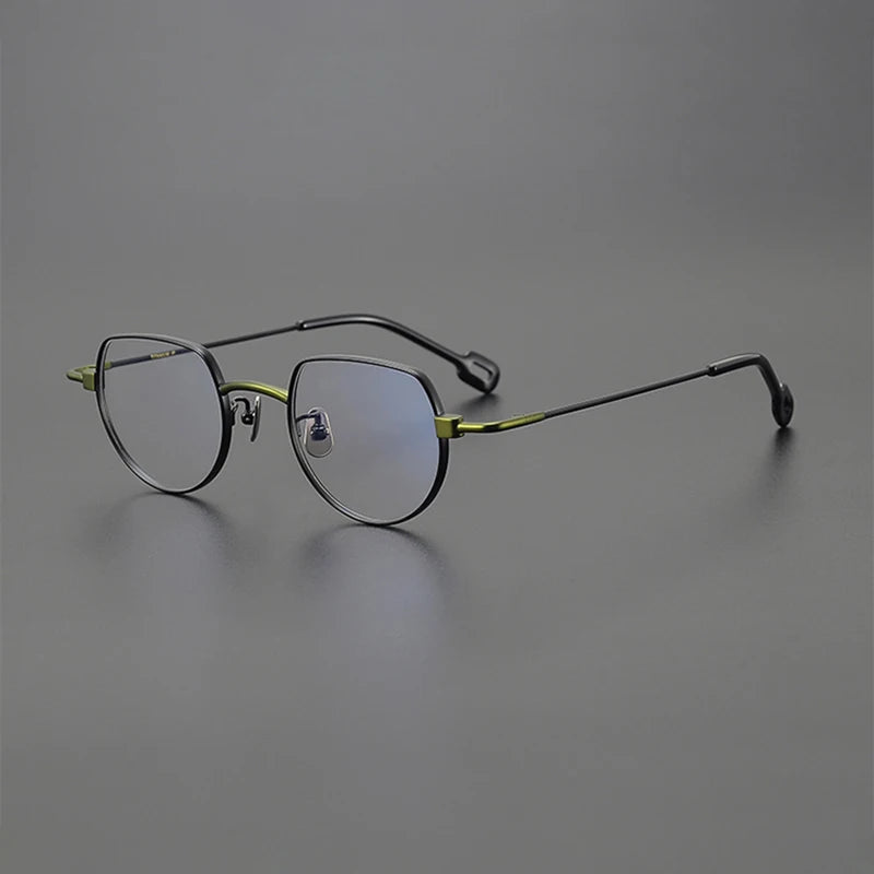 Nobler Unisex Full Rim Flat Top Round Titanium Eyeglasses V005 Full Rim Nobler C4  