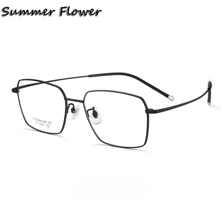 Summer Flower Men's Full Rim Polygon Square Titanium Eyeglasses 616307