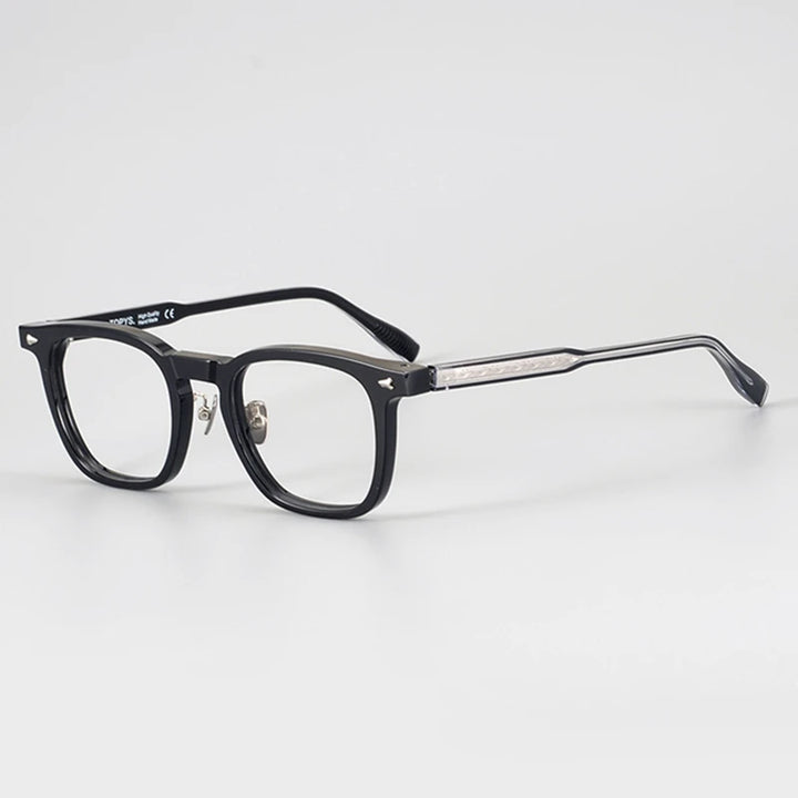 Black Mask Unisex Full Rim Square Acetate Eyeglasses Nn052 Full Rim Black Mask Black  