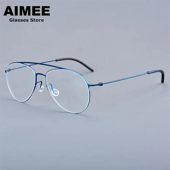 Aimee Women's Full Rim Oval Double Bridge Titanium Eyeglasses 550711