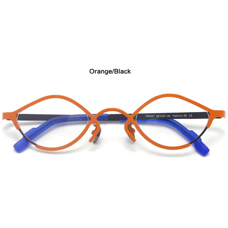 Muzz Unisex Full Rim Small Oval Cat Eye Titanium Eyeglasses 464832 Full Rim Muzz Orange  