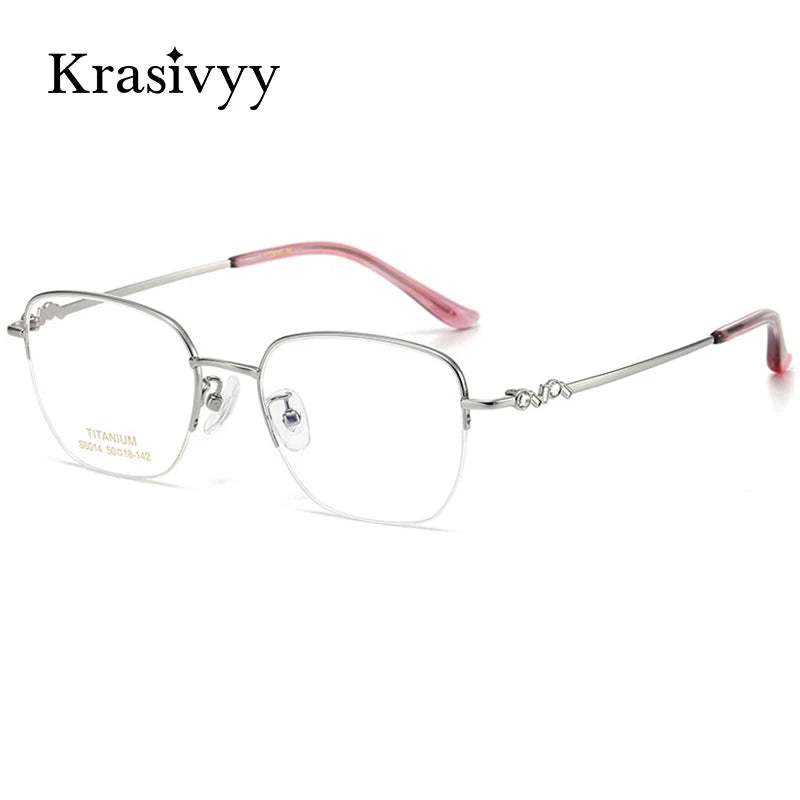 Krasivyy Women's Semi Rim Oval Square Titanium Eyeglasses 6014 Semi Rim Krasivyy   