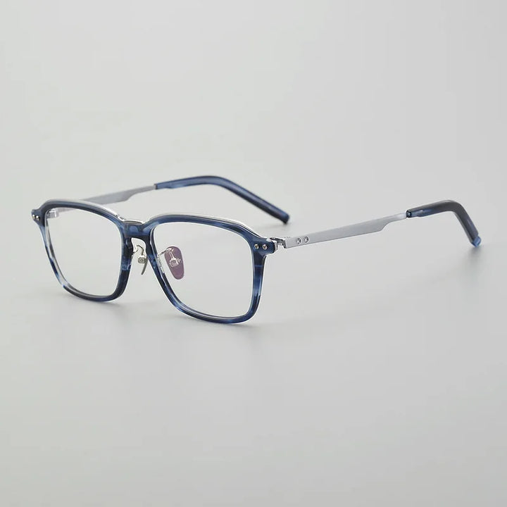 Hewei Unisex Full Rim Square Titanium Acetate Eyeglasses 13112 Full Rim Hewei C3  