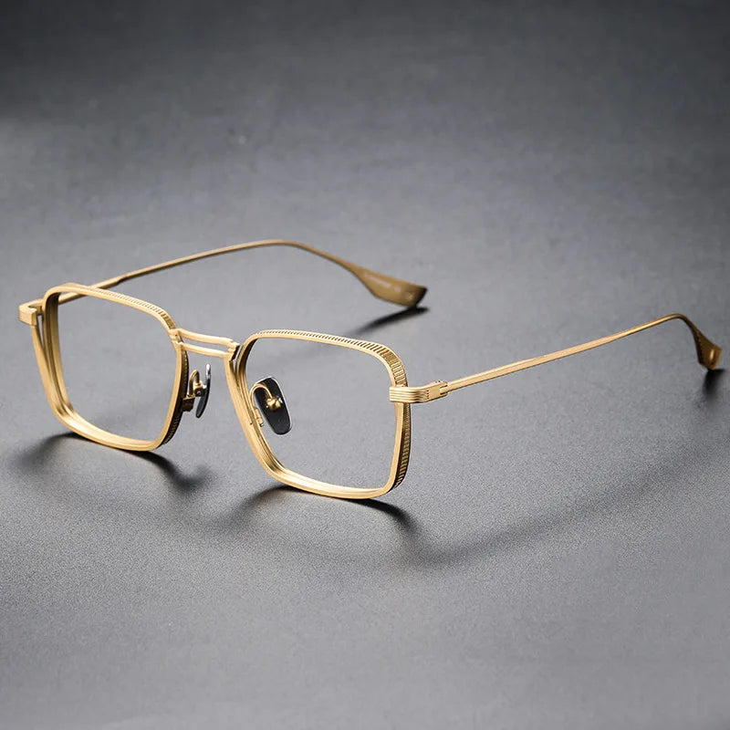 Zirosat Men's Full Rim Square Double Bridge Titanium Eyeglasses 958125