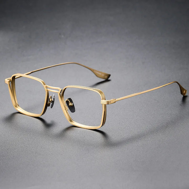 Zirosat Men's Full Rim Square Double Bridge Titanium Eyeglasses 958125
