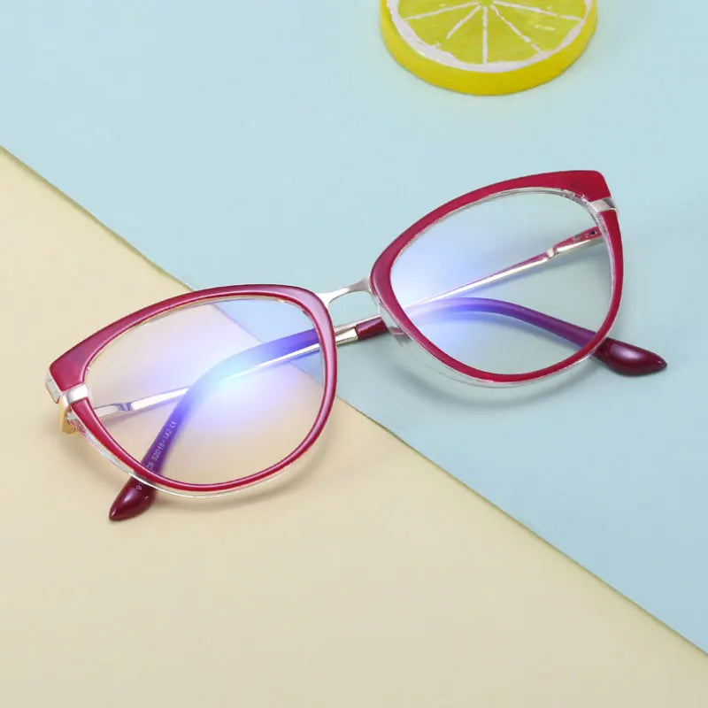 Handoer Women's Full Rim Oval Cat Eye Tr 90 Alloy Eyeglasses 91506