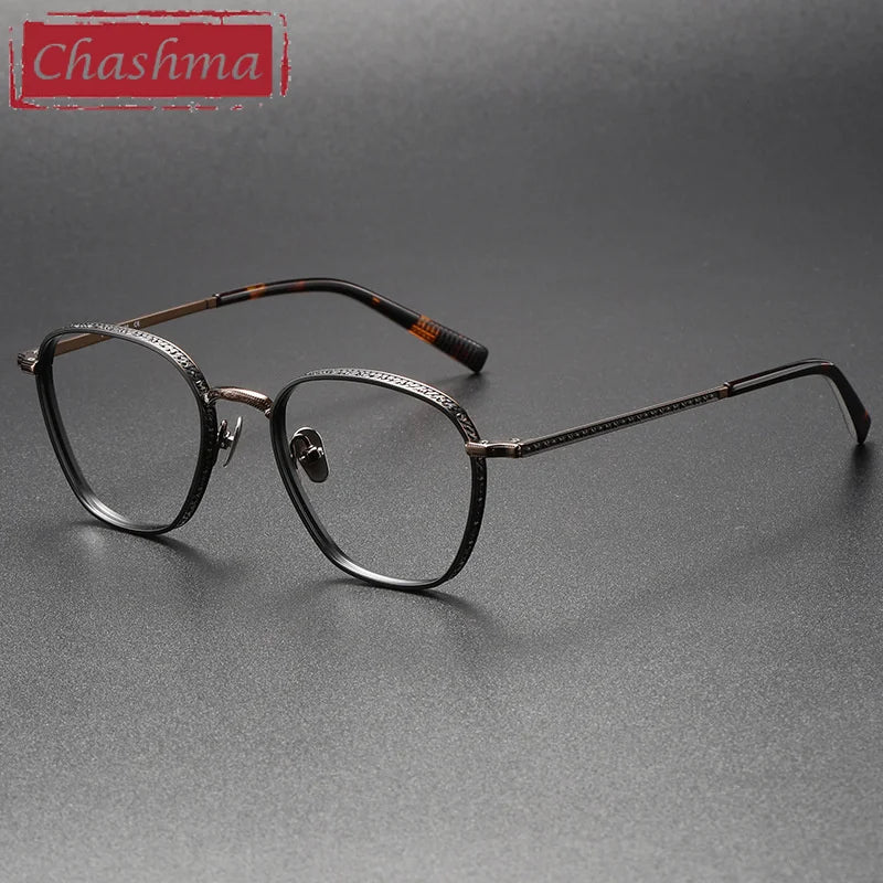Chashma Ottica Unisex Full Rim Oval Titanium Eyeglasses 3101 Full Rim Chashma Ottica Black Bronze  